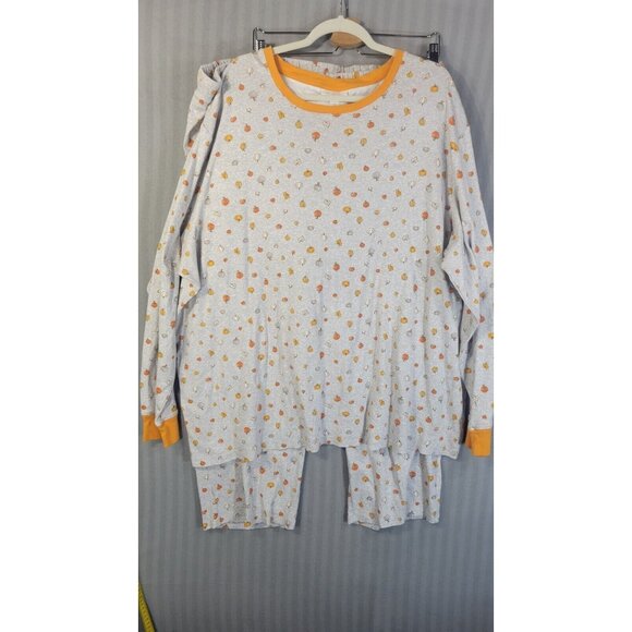 lauren conrad womens pajama set size 4X pumpkin fall print top and pants - Picture 1 of 6